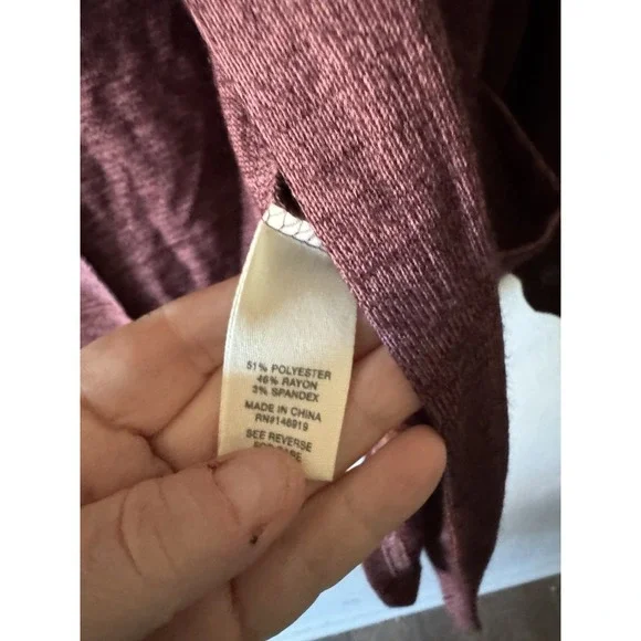 Mudd XL‎ Mauve Open Front Handkerchief Lightweight Hooded Sweater - Picture 3 of 5